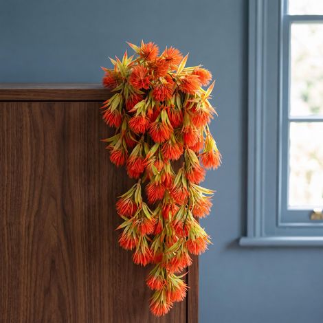 75cm Artificial Red Thistle Trailing Hanging Plant Faux Floral (1/5)