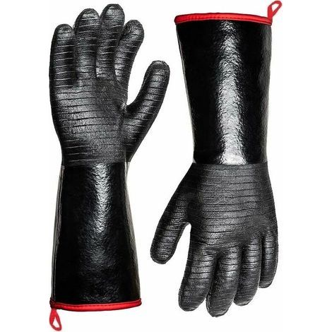 Gants résistants à la chaleur 932 °F – Gants imperméables à manches longues – Revêtement néoprène résistant à l'huile – Longueur 35,6 cm (1/5)