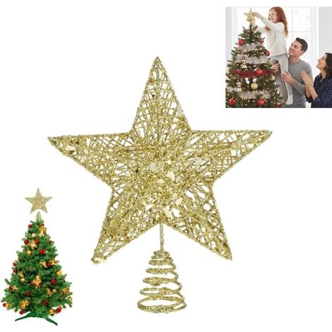 POINTE DE SAPIN Noël en forme d'étoile avec paillettes pour sapin de Noël décorations à Paillettes, Dessus de Sapin de Noël (1/5)