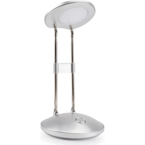 Lampe de bureau LED 3 000 K blanc chaud 3,6 W avec supports rétractables Argenté Lampe de bureau portable pour bureau, lecture, étude (1/5)