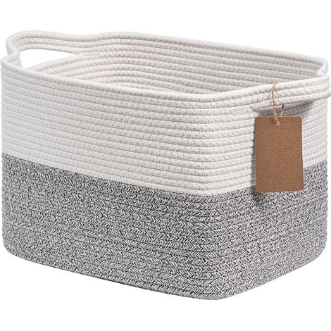 Geflochtener Aufbewahrungskorb aus Baumwolle 34x28x24cm Grau  Organizer für Bad, Regal & Wohnzimmer (1/5)