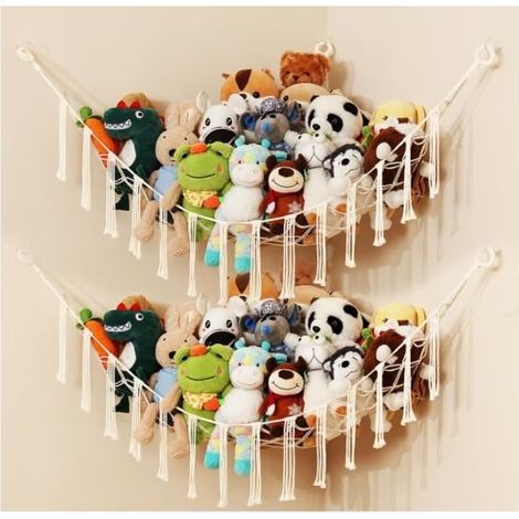 Hamac de rangement pour jouets - Lot de 2 - Suspension pour peluches - Organisateur mural (1/4)