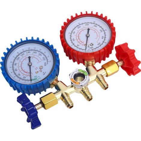 Kit de collecteur 3 voies pour R134A, R410A, R404A, avec raccords rapides, adaptateur 410, pointeau et outil pour noyaux de valve, adapté à la climatisation et à la maintenance (1/5)