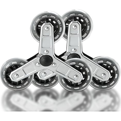 Lot de 2 roues triangulaires de rechange en acier inoxydable : roue de rechange pour grimpeurs d'escaliers avec boucle, lisses et silencieuses, roues triangulaires pour meubles, linge, chariot (1/5)