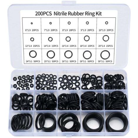 200 Pack Nitrile Rubber O-Rings Assorted, O-Rings for Kitchen Faucet, Plumbing, Rubber O-Rings (1/4)