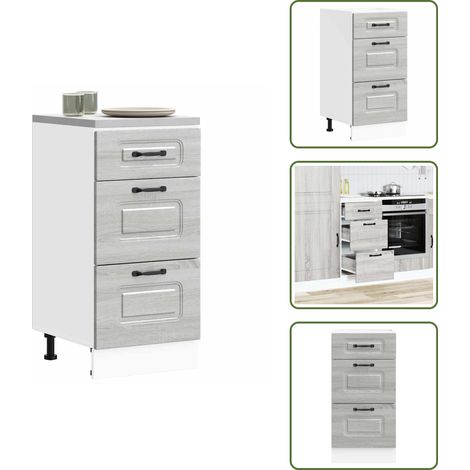 Armoire de cuisine Kalmar sonoma gris bois d'ingénierie - Armoire De Cuisine - Armoires De Cuisine - Meuble D'évier - Meuble D'évier De Cuisine