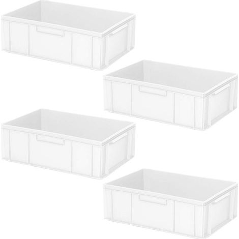 BRB 4 conteneurs Euro avec 2 poignées, 600 x 400 x 220 mm, blanc