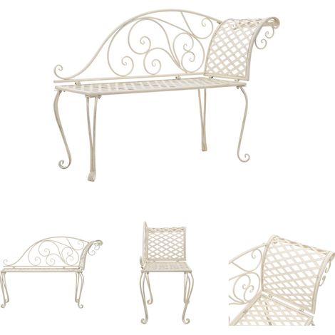 Garten-Chaiselongue 128 cm Metall Antik Weiß (1/5)
