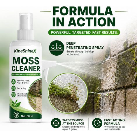 KineShineX Leistungsstarkes Moosentfernungsspray, Moosreiniger, Algenentferner für Fliesen und Wände im Außenbereich (1/5)