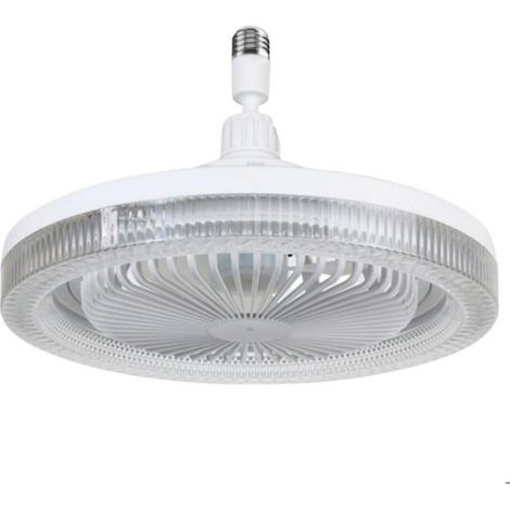 Ventilateur Plafond Avec Lumiere Et Telecommande, Douille E27 Ventilateur Dimmable Plafonnier Avec 30W Lampe, 5 Pales, 3 Vitesses (1/4)