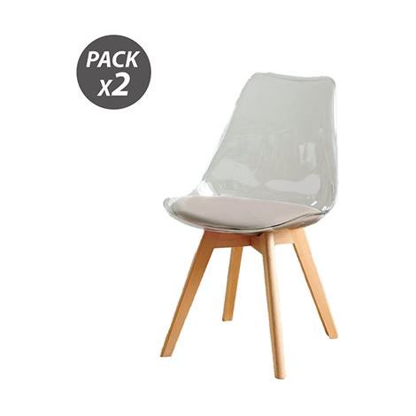 Muvip Pack 2 Sillas Design D1000 - Patas Macizas de Madera - Cojin Acolchado en la Base - Color Blanco/Marron
Características:
-Pack formado por 2 uni