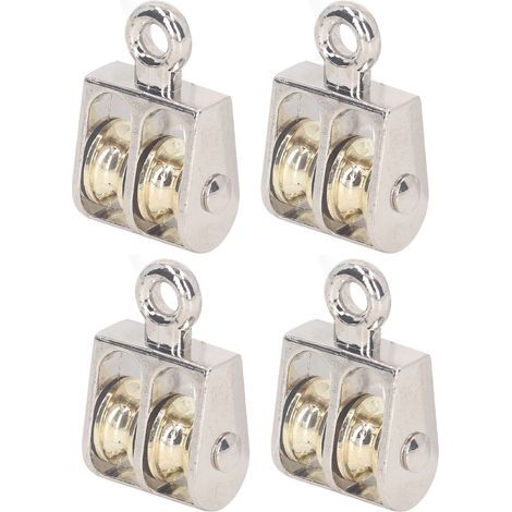 Lot de 4 poulies doubles, capacité 100 kg (220 lb), roulements, alliage de zinc, pour grue et levage (1/4)