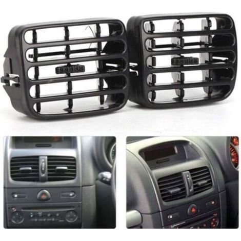 2 schwarze Lüftungsgitter für die Mittelkonsole des Armaturenbretts für Clio MK2 1998-2006 (1/5)