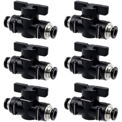 6 Pieces Pneumatic Ball Valves 6mm Straight Pneumatic Connector with Manual Valve Pneumatic Ball Valve for Connecting, Controlling Pipes and Fluid Closing (1/5)