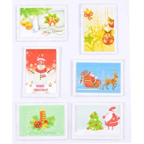 Stickers de Noël "6 Timbres" 10x12cm Multicolore (1/2)
