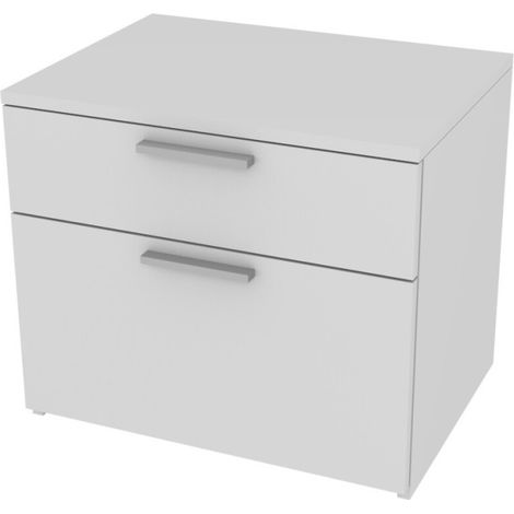 Cassettiera moderna 2 cassetti - Design minimal, chiusura rallentata - Bianco