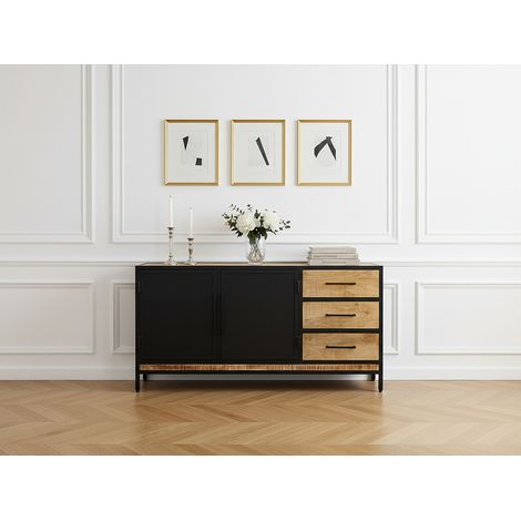 BOBOCHIC - Buffet 2 portes 160 cm BEAUBOURG bois massif de manguier (1/5)