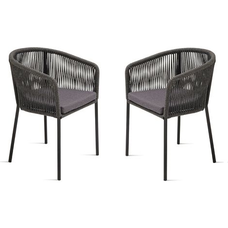 Sedia in corda Grigio Scuro con struttura in metallo JOAN 2 sedie (1/5)