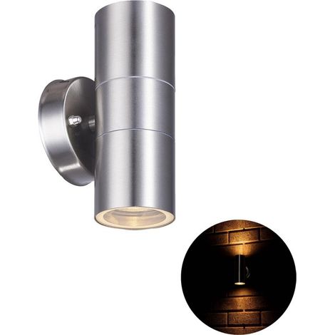 Applique murale extérieure Proventa AllWeather en acier inoxydable - Extérieur - Double argentée - Appliques murales - Petite applique murale - Petites appliques murales - Projecteur extérieur - Proje (1/5)