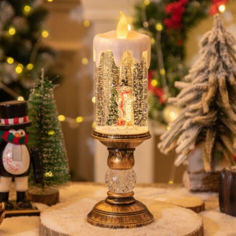 Bougie de Noël bonhomme de neige avec musique, adaptée à la décoration de la maison et à la décoration de cadeaux (1/4)