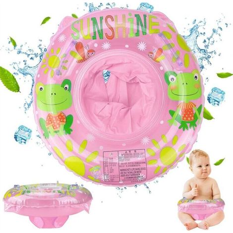 Tapis flottant gonflable, adapté aux bébés de 6 mois et plus, bouée flottante, jouet aquatique de plage ou de piscine (grenouille rose). (1/4)