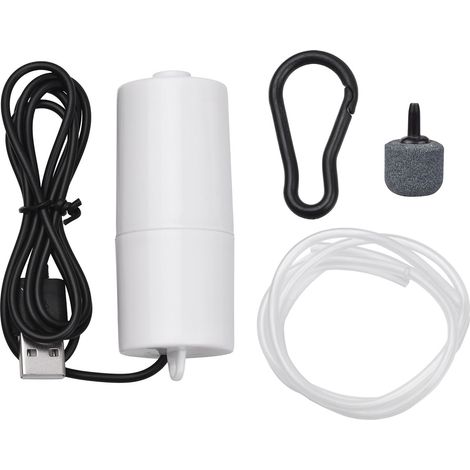 [JAMAIS UTILISÉ]Pompe à air USB pour aquarium, petite pompe à oxygène avec diffuseur d'air, tuyau et boucle de suspension pour aquarium et pêche en extérieur (1/2)
