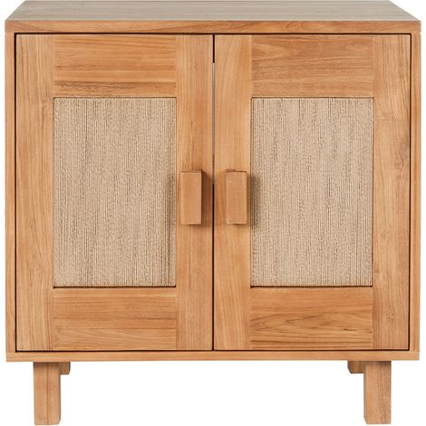 Mobiletto da bagno in legno teak massello e corda intrecciata L80 cm MOSSA (1/5)