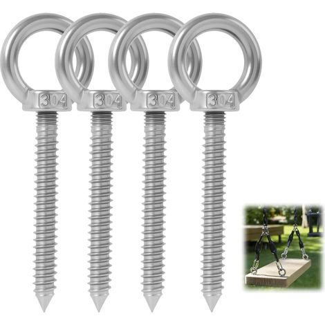 Stück M10-Schraubösenhaken, M10 x 80 mm Hebering, Edelstahl, robust, zum Aufhängen von Hängematten, Hängesesseln, Schaukeln, zur Wand- und Holzbefestigung, für den Innen- und Außenbereich (1/5)