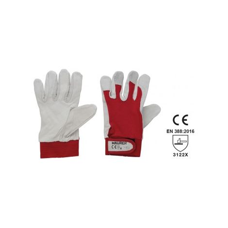 GUANTI LAVORO PELLE "GOLF" TG.10" MAURER DORSO TESSUTO