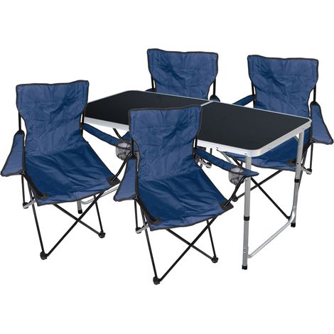 5-teiliges Campingmöbel Set Schwarz - Blau-MMC330872B+4xMPO2431 (1/5)