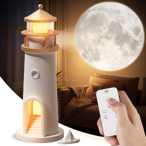 Lampe projecteur lune, veilleuse LED galaxie pour enfants, lampe décorative phare à ambiance atmosphérique (1/5)