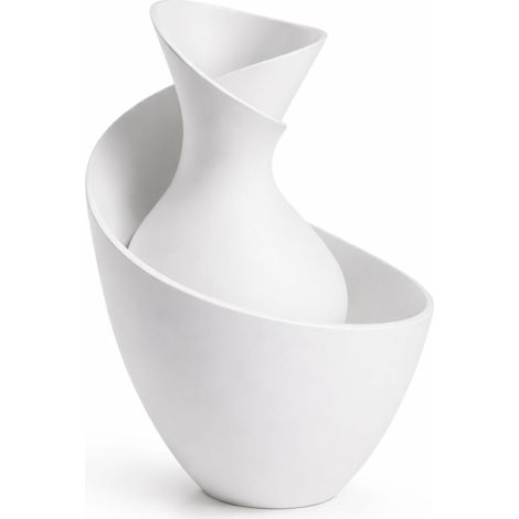 Vaso decorativo bianco a spirale, decorazione d'interni minimalista (1/3)