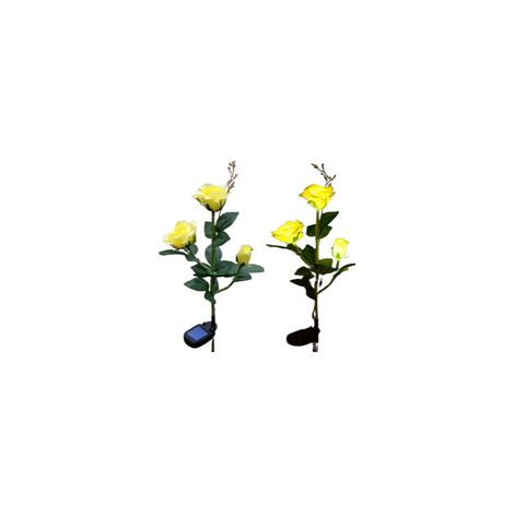 Solar-Gartenleuchten für den Außenbereich mit 3 Rosen - Gelb (2 Stück) (1/5)
