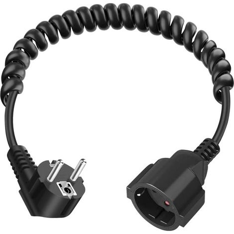 Cavo di prolunga Schuko 3 x 1,0 mm², cavo di prolunga a spirale con contatto di protezione, estensibile da 0,6 m a 2 m max, cavo di prolunga IP20 (1/5)
