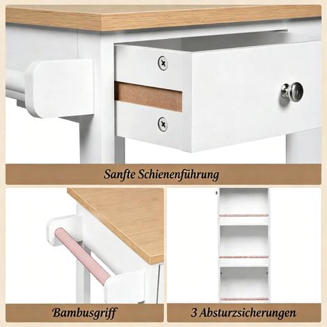 Chariot de cuisine mobile, chariot roulant pratique, chariot de service polyvalent, étagère de cuisine moderne sur roulettes (chariot roulant uniquement) (1/5)