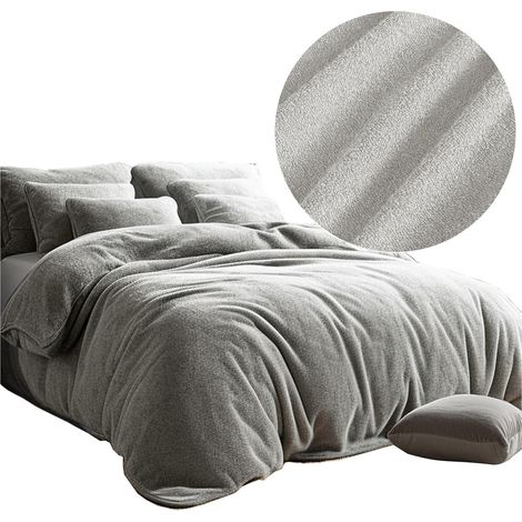 Baumwollbettwäsche-Set, dicker Frottee 200x220, weicher Frottee, hellgrau (1/5)
