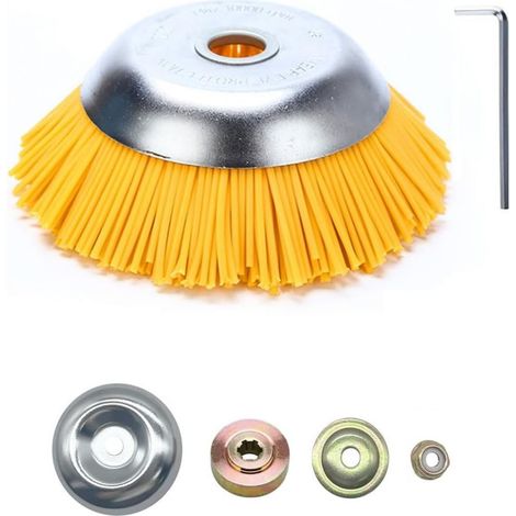 Tete Brosse Debroussailleuse - Nylon Diametre 230 Mm - Pour Jardin Pelouse Parc - Universelle Avec Adaptateurs - 1 Piece