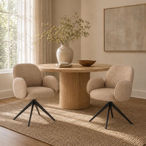 Lot de 2 fauteuils pivotantes 55x46x90 cm en tissu beige - ISYS (1/5)