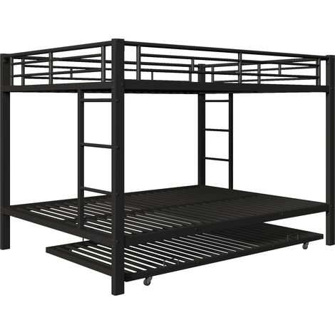 Letto a castello in metallo 140 x 200 cm con letto estraibile nero (1/5)