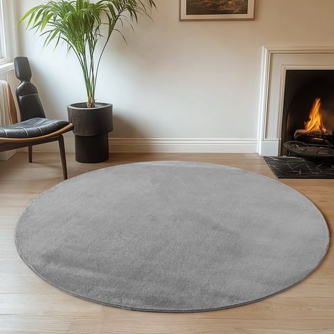 Tapis Plush Joy - 160 cm x 160 cm - Gris Foncé - Doux et Antidérapant (1/5)