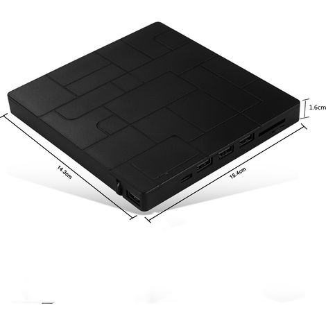 1 Lecteur CD/DVD externe, USB 3.0, Hub 7 en 1, Graveur optique, Compatible Windows Mac Linux (1/5)