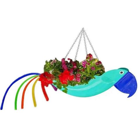Pot de fleurs en métal en forme d'oiseau volant, pot de fleurs perroquet coloré, S, D-- (1/5)