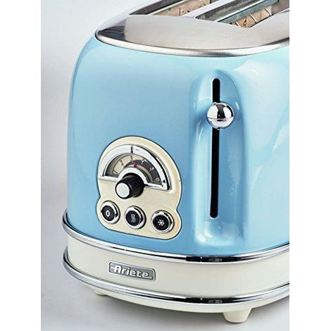 Ariete 0155/13 Retro Style 2 Slice Toaster, 6 Browning Levels and Removable Crumb Tray, Vintage Design, Stainless Steel, Beige (1/5)