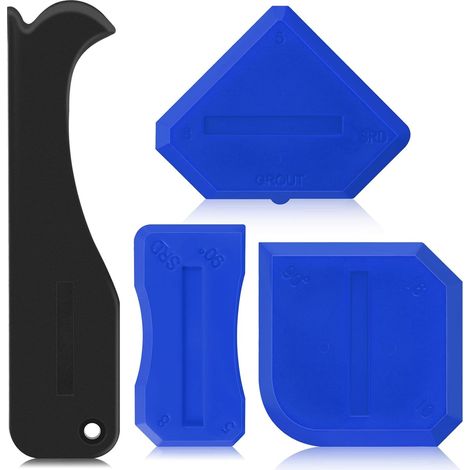 Kit di 4 attrezzi per sigillatura, lisciatori per fughe per bagno, cucina e sigillatura di telai, nero e blu (1/5)
