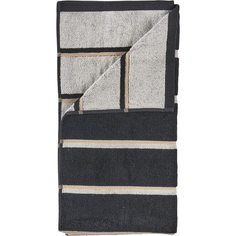 Zone Denmark - Sauna Bath Towel 140x70 cm - Black, Soft Grey, Camel