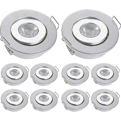 Plafonnier encastré, puissance de 3W, éclairage blanc chaud, 10PCS Argent, 3W 3000K-a (1/2)