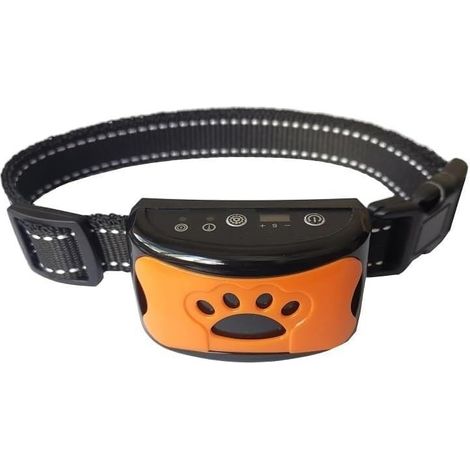 Wiederaufladbares Anti-Bell-Halsband für Hunde, Trainingshalsband für kleine, mittelgroße und große Hunde mit 2 Vibrations- und Tonmodi und 7 Empfindlichkeitsstufen, orange Farbe (1/5)