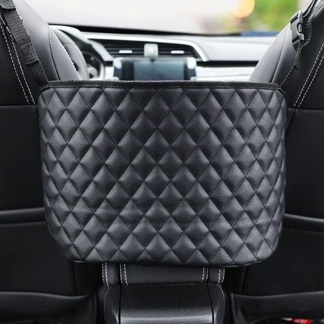 Sac de rangement pour siège auto, support de sac à main de voiture, grande capacité, sac organisateur de dossier en cuir (1/3)