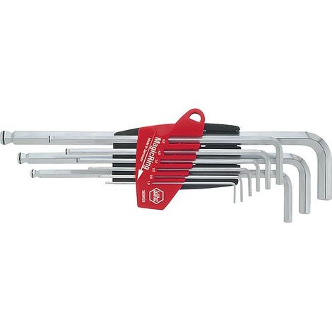 Jeu de clés coudées à 6 pans, à tête sphérique, avec porte-vis, 9 pièces, dans boîtier coulissant en plastique ProStar (1/5)