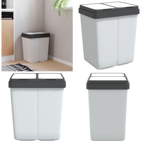 Duo Mülleimer Weiß 2x25 L - Duo Mülleimer - Doppel-Mülleimer
